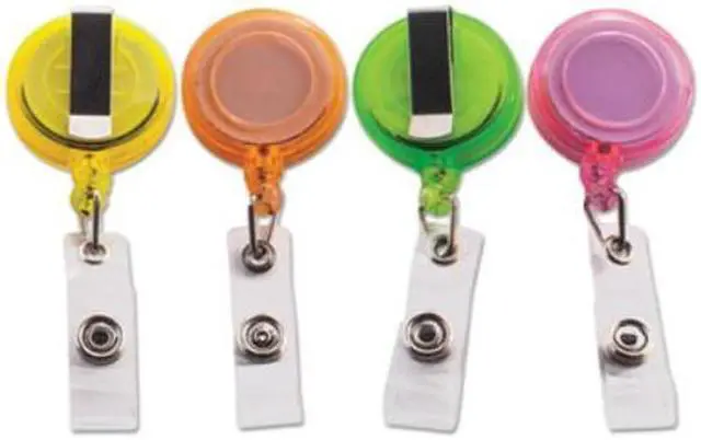 Alt view image 7 of 7 - Advantus 4-Color Neon Set ID Card Reels - Metal, Plastic, Nylon - 20 / Pack - Neon Orange, Neon Yellow, Neon Green, Neon