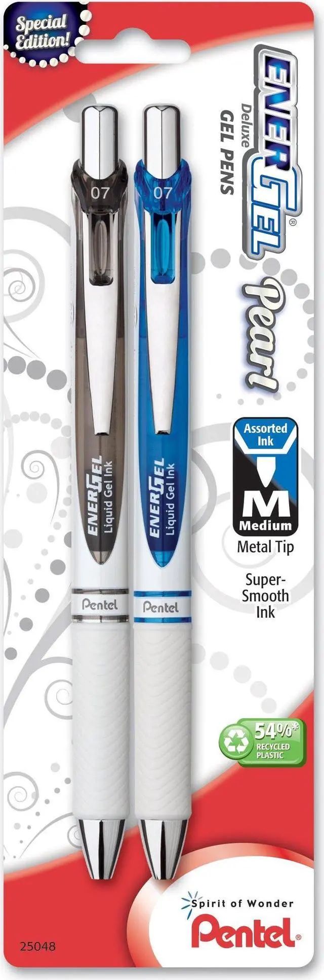 Alt view image 2 of 2 - Pentel EnerGel Pearl Deluxe RTX Retractable Liquid Gel Pen, (0.7mm), Black Ink/Blue Ink, 2 Pack (BL77WBP2AC)