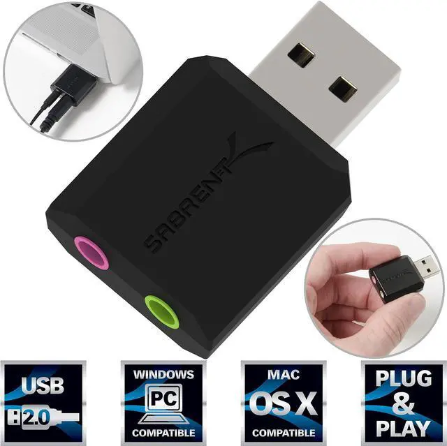 Alt view image 9 of 9 - SABRENT USB External Stereo Sound Adapter for Windows and Mac. Plug and Play No Drivers Needed. (AU-MMSA)