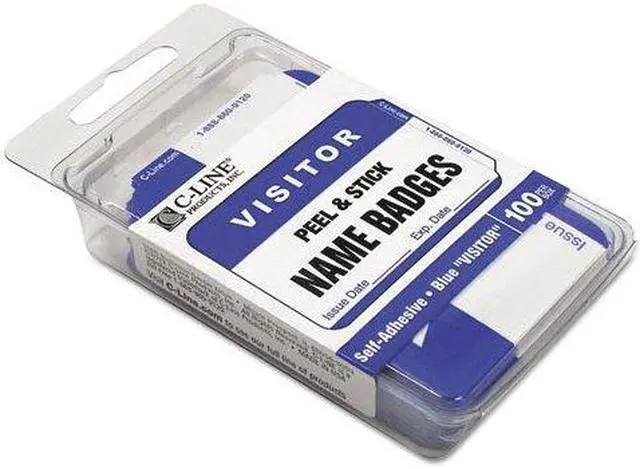 Alt view image 3 of 3 - Innovera 92245 Visitor Self-Adhesive Name Badges, 3 1/2 X 2 1/4, White/Blue, 100/Pack