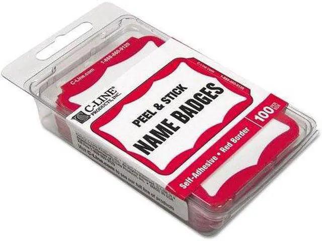Alt view image 3 of 3 - General Supply 92264 Border-Style Self-Adhesive Name Badges, 3 1/2 X 2 1/4, White/Red, 100/Pack