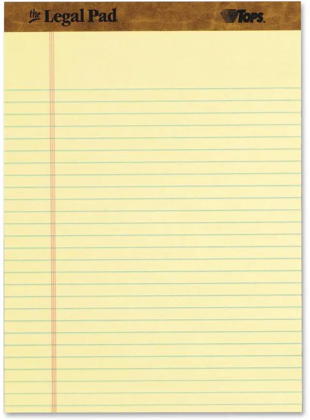 Alt view image 2 of 4 - Tops 75327 The Legal Pad Legal Rule Perforated Pads, Letter Size, Canary, 50 Sht Pads, 3-Pk