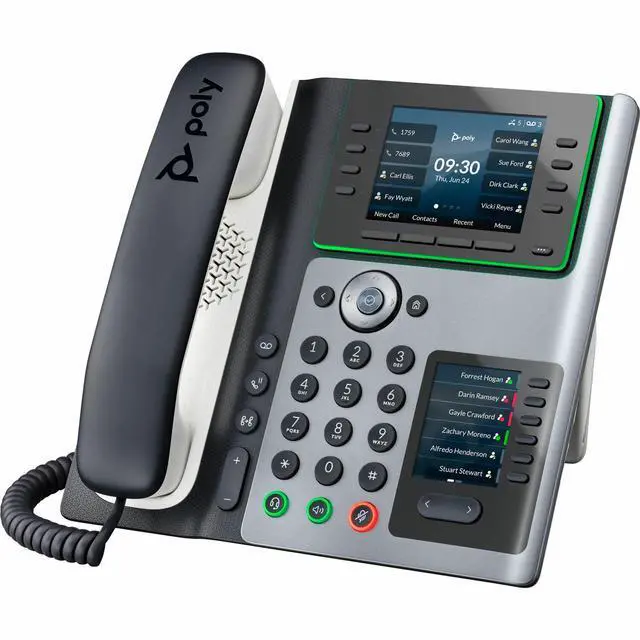 Alt view image 5 of 16 - HP Poly Edge IP Phone Corded Corded Desktop 14x Total Line VoIP 2x Network RJ-45 PoE Ports Model 82M93AA