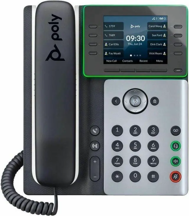 Alt view image 5 of 11 - HP Poly Edge E500 IP Phone Corded Desktop Black TAA Compliant VoIP 2x Network RJ-45 PoE Ports Model 82M94AA
