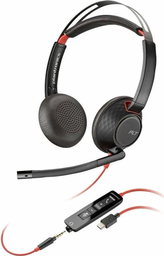 Alt view image 3 of 3 - Plantronics Poly Blackwire 5220 Stereo USB-C Headset +3.5mm Plug +USB-C/A Adapter