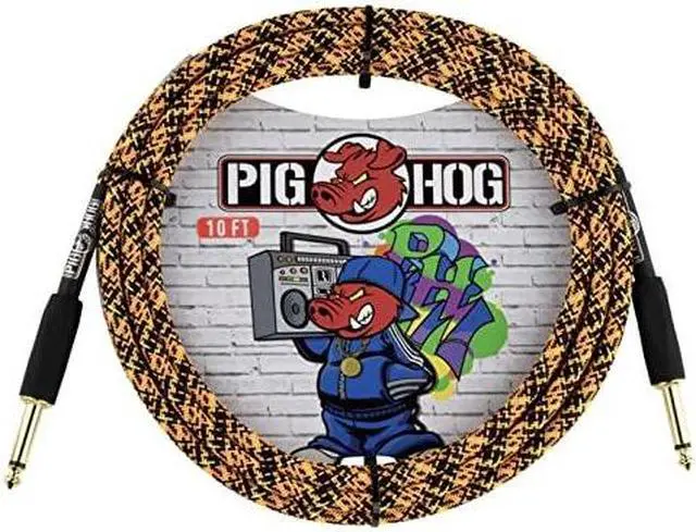 Alt view image 2 of 2 - Pig Hog"Orange Graffiti Woven Instrument Cable, 10-Foot, Straight 1/4" Plugs