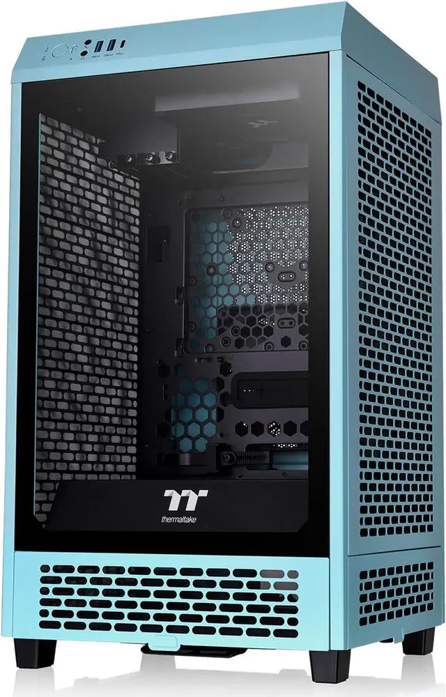 Alt view image 7 of 8 - Thermaltake Tower 200 Mini-ITX Computer Case; 2x140mm Pre-Installed CT140 Fans; Supports GPU Length Up to 380mm; CA-1X9-00SBWN-00; Turquoise; 3 Year Warranty