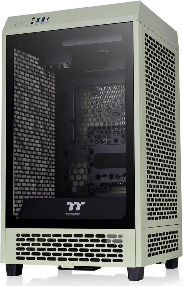 Alt view image 7 of 7 - Thermaltake Tower 200 Mini-ITX Computer Case; 2x140mm Pre-Installed CT140 Fans; Supports GPU Length Up to 380mm; CA-1X9-00SEWN-00; Matcha Green; 3 Year Warranty