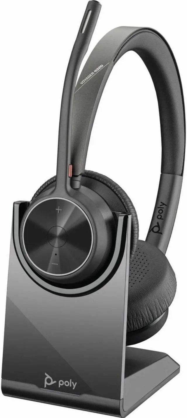 Alt view image 8 of 8 - Poly Voyager 4320 USB-C with charge stand Headset - Siri, Google Assistant - Stereo - USB Type A, USB Type C - Wired/Wireless - Bluetooth - 164 ft - 20 Hz - 20 kHz - On-ear - Binaural - Ear-cup - 4.92