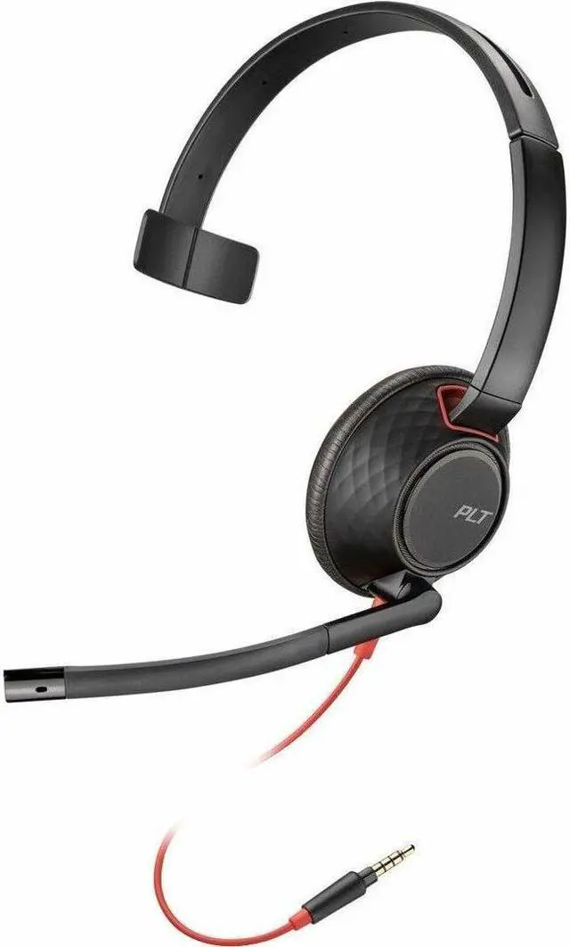 Alt view image 3 of 3 - Poly Blackwire 5210 Headset - Mono - USB Type C, Mini-phone (3.5mm) - Wired - 20 Hz - 20 kHz - Over-the-head - Monaural - Supra-aural - Noise Cancelling Microphone