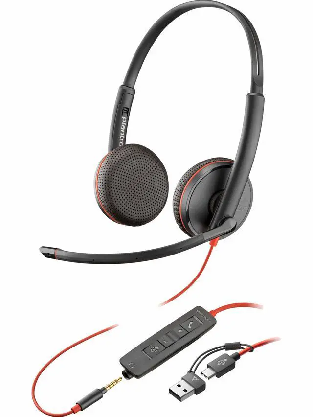 Alt view image 2 of 2 - Poly Blackwire 3225 Stereo USB-C Headset + 3.5mm Plug + USB-C/A Adapter (Bulk) - Stereo - USB Type C, Mini-phone (3.5mm) - Wired - 32 Ohm - On-ear - Binaural - Ear-cup - 7.40 ft Cable - Omni-direction