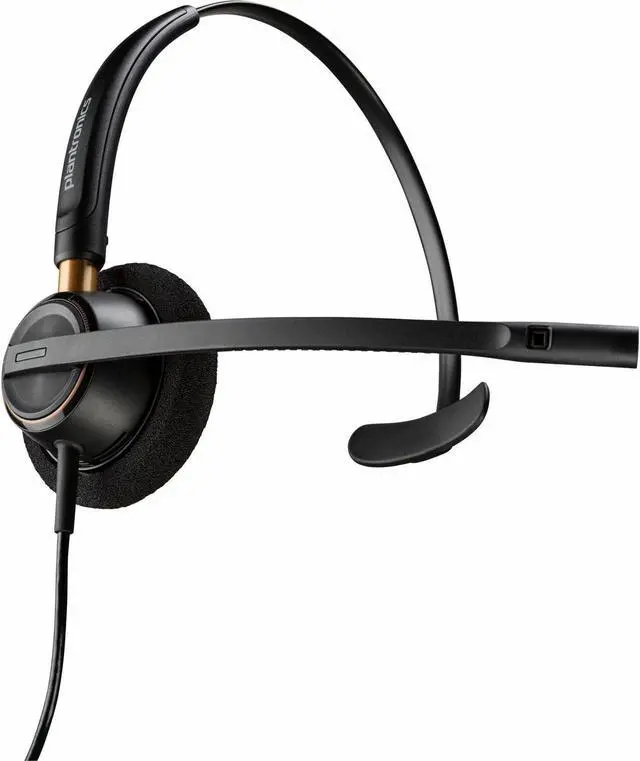 Alt view image 5 of 5 - Poly EncorePro HW510D Headset - Mono - Mini-phone (3.5mm) - Wired - 20 Hz - 16 kHz - On-ear, Over-the-head - Monaural - Ear-cup - 2.58 ft Cable - Omni-directional Microphone - Noise Canceling - Black