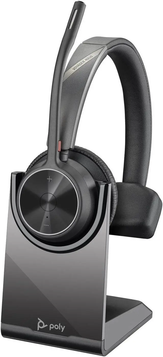 Alt view image 8 of 8 - Poly Voyager 4310 USB-AHeadset + BT700 dongle TAA - Google Assistant, Siri - Mono - USB Type A - Wired/Wireless - Bluetooth - 164 ft - 20 Hz - 20 kHz - On-ear, Over-the-head - Monaural - Supra-aural -