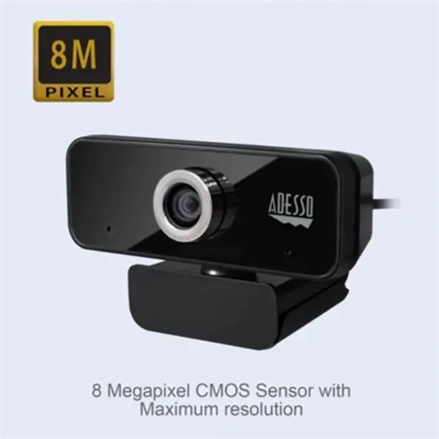 Alt view image 2 of 9 - Adesso CyberTrack 6S Webcam - 8 Megapixel - 30 fps - USB 2.0 - TAA Compliant