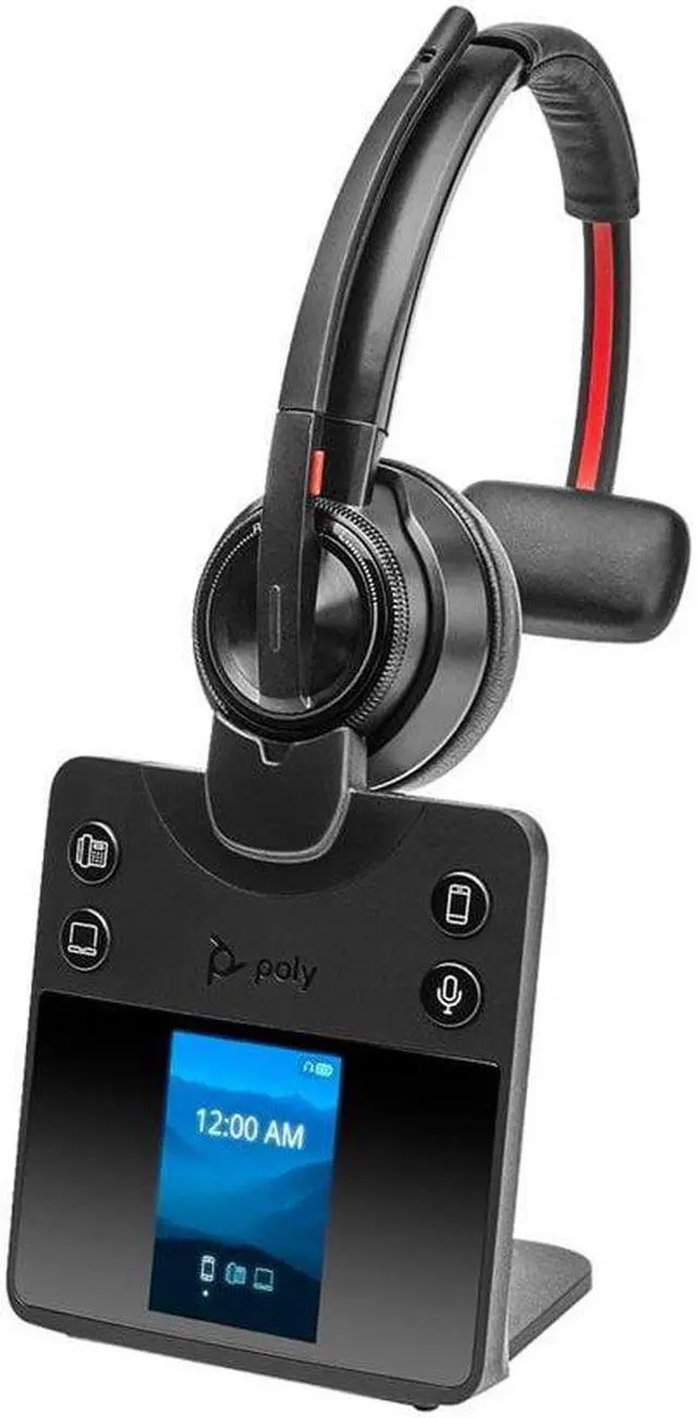 Alt view image 3 of 3 - HP Poly Savi 8410 Office Monaural DECT 1920-1930MHz Headset Mono Wireless Bluetooth/DECT 590.6 ft 32 Ohm Over-the-head On-ear Monaural Supra-aural Noise Cancelling Microphone Model 8L7E6AA#ABA