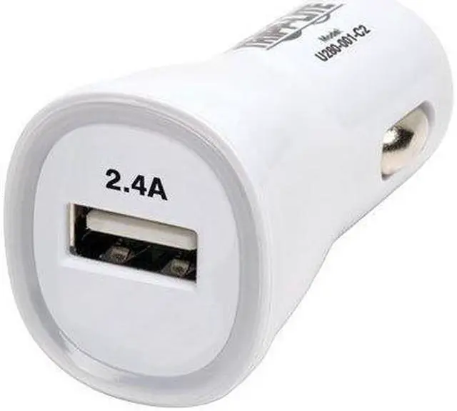 Alt view image 14 of 14 - Tripp Lite U280-001-C2 White USB Tablet / Phone Car Charger, 5V / 2.4A