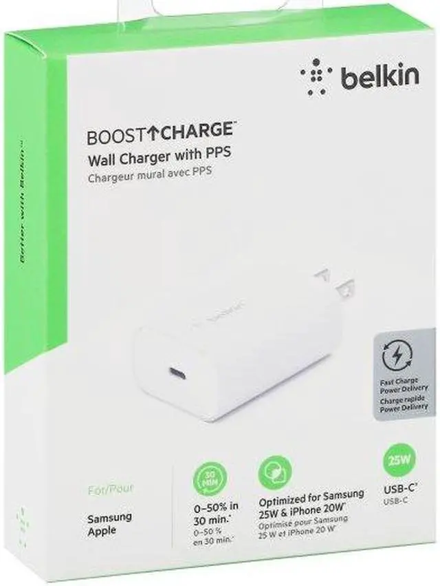 Alt view image 9 of 9 - Belkin 25W USB-C AC Wall Charger Adapter White WCA004DQWH