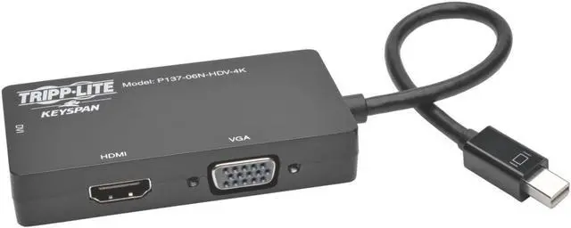 Alt view image 16 of 16 - Tripp Lite 6In Mini Displayport To Vga / Dvi / Hdmi Adapter Converter 4Kx 2K 6"