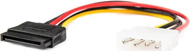Alt view image 13 of 13 - Rocstor 6in 4 Pin Molex to Left Angle SATA Power Cable Adapter