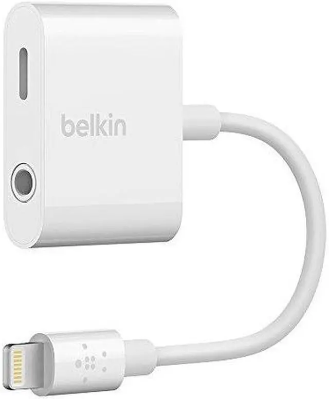 Alt view image 2 of 2 - Belkin Audio + Charge RockStar Lightning Adapter for iPhone/iPad/iPod Touch White (F8J212BTWHT)