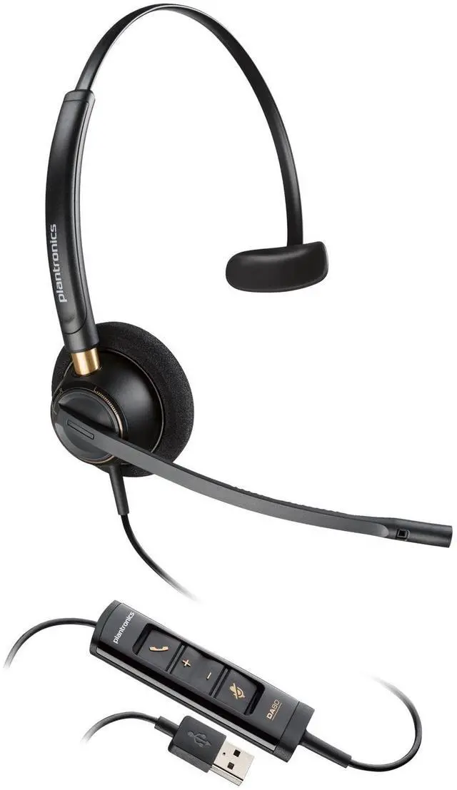 Alt view image 2 of 2 - Poly Smarter Headsets For Call Centers - Microsoft Teams Certification - Mono - USB Type A, USB Type C - Wired - Over-the-head - Monaural - Ear-cup - 6.83 ft Cable