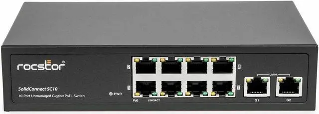 Alt view image 2 of 2 - Rocstor SolidConnect SC10 10-Port Gigabit Unmanaged Ethernet Switch Y10S006-B1