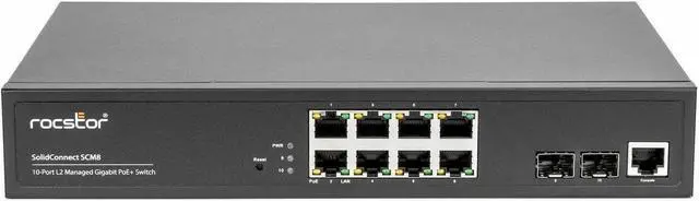 Alt view image 2 of 3 - Rocstor SolidConnect SCM8 8-Port PoE+ Gigabit L2 Managed Ethernet Switch