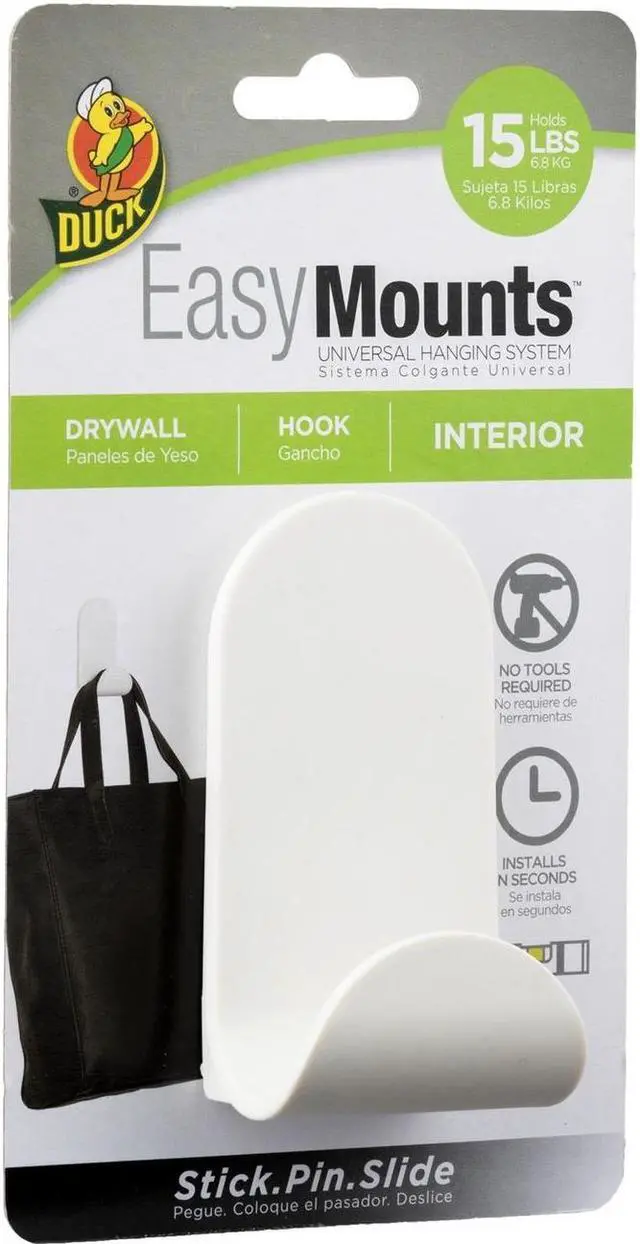 Alt view image 4 of 4 - Duck EasyMounts Medium J-Hook Matte White 15 lb Capacity 287391