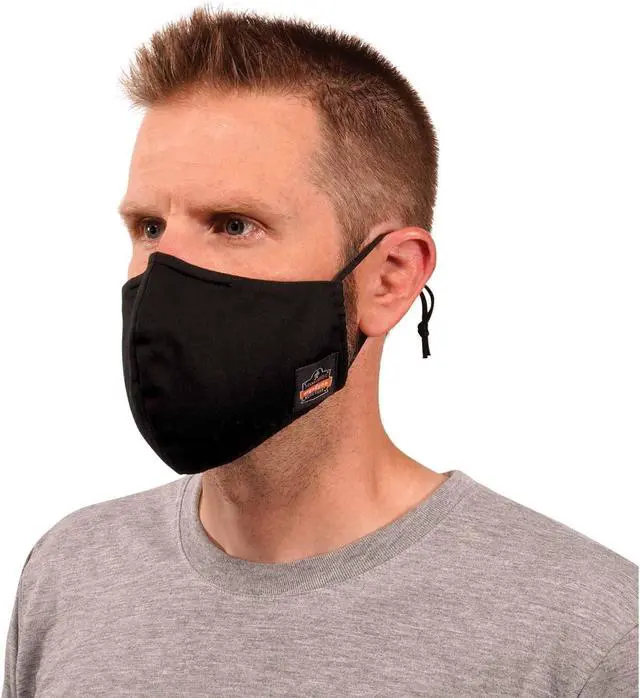 Alt view image 12 of 12 - Ergodyne Skullerz Reusable Cloth Contoured Face Cover Mask Extra Large Black 3