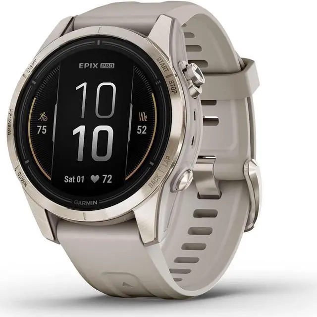 Alt view image 3 of 3 - Garmin epix Pro (Gen 2) – Sapphire Edition, Soft Gold with Light Sand Band, 42mm | Smart Watch 010-02802-10