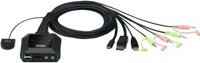 Main image of ATEN 2-Port USB-C DisplayPort Hybrid Cable KVM Switch CS52DP