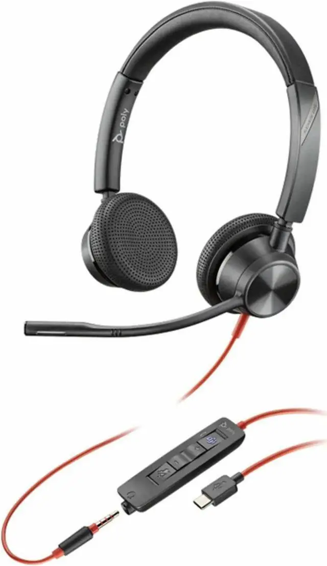 Alt view image 2 of 2 - Poly Blackwire 3325 Microsoft Teams Certified USB-C Headset TAA - Microsoft Teams Certification - Stereo - USB Type C, Mini-phone (3.5mm) - Wired - 32 Ohm - 20 Hz - 20 kHz - On-ear - Binaural - Supra-