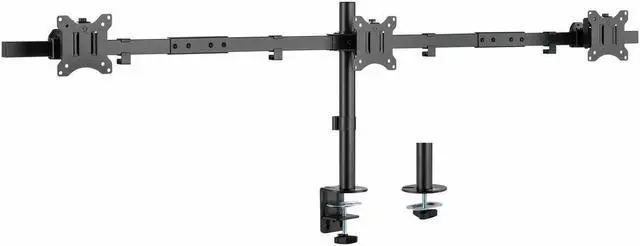 Main image of Rocstor ErgoReach EP4 Triple Screen Monitor Pole Mount, C-Clamp & Grommet, Black