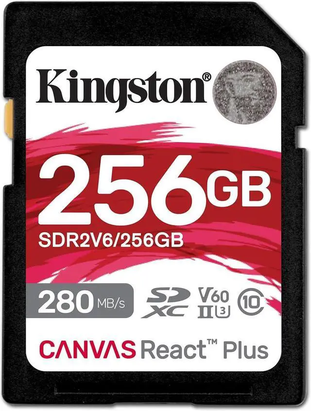 Alt view image 5 of 5 - Kingston Canvas React Plus 256 GB Class 10/UHS-II U3 V60 SDXC SDR2V6256GB