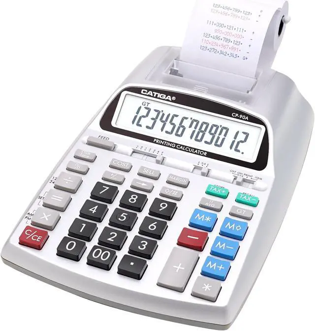 Alt view image 2 of 2 - Adesso CP-90AS 12 Digits Printing Calculator Silver CP90AS