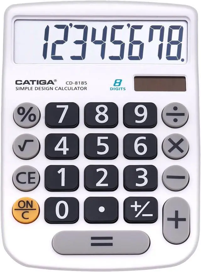 Alt view image 2 of 2 - Adesso 8 DIGITS BASIC CALCULATOR (WHITE)