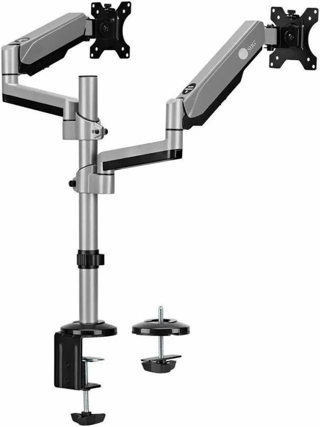 Alt view image 8 of 8 - SIIG Dual Stacked Monitor Arm Desk Mount 17" - 32" for 2 LCD displays 9kg each VESA 75/100 mm mounting kit silver Brown Box