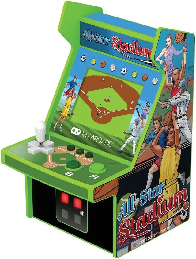 Alt view image 7 of 7 - MY ARCADE All-Star Stadium Micro Player: Mini Arcade Machine with 307 Games, Fully Playable 6.75" Collectible, Color Display, Speaker, Volume Buttons, Battery or USB-C Powered