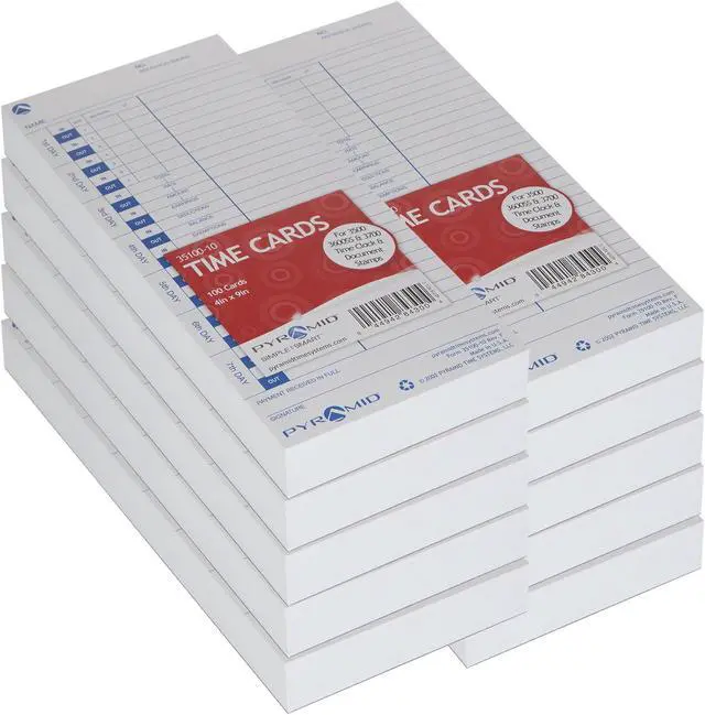 Alt view image 5 of 12 - Pyramid Time Systems Attendance Cards for Time Clock models 3500/3550SS/3600SS/3700, 1000 per pack