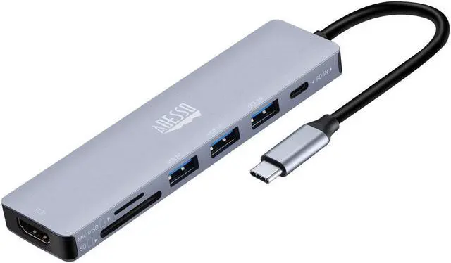 Alt view image 8 of 16 - Adesso AUH-4025 Docking Station - for Notebook/Flash Drive/Memory Card Reader/Monitor/Tablet/Smartphone - Charging Capability - Memory Card Reader - SD, TransFlash - USB Type C - 2 Displays Supported