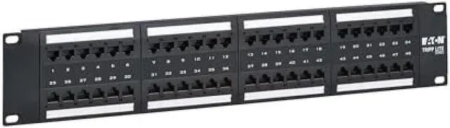 Alt view image 8 of 8 - Eaton Tripp Lite Series 48-Port Cat6 Patch Panel - 4PPoE Compliant, 110/Krone, 568A/B, RJ45 Ethernet, 2U Rack-Mount, Black, TAA - 48 Port(s) - 48 x RJ-45 - 2U High - Category 6, Category 5e, Category