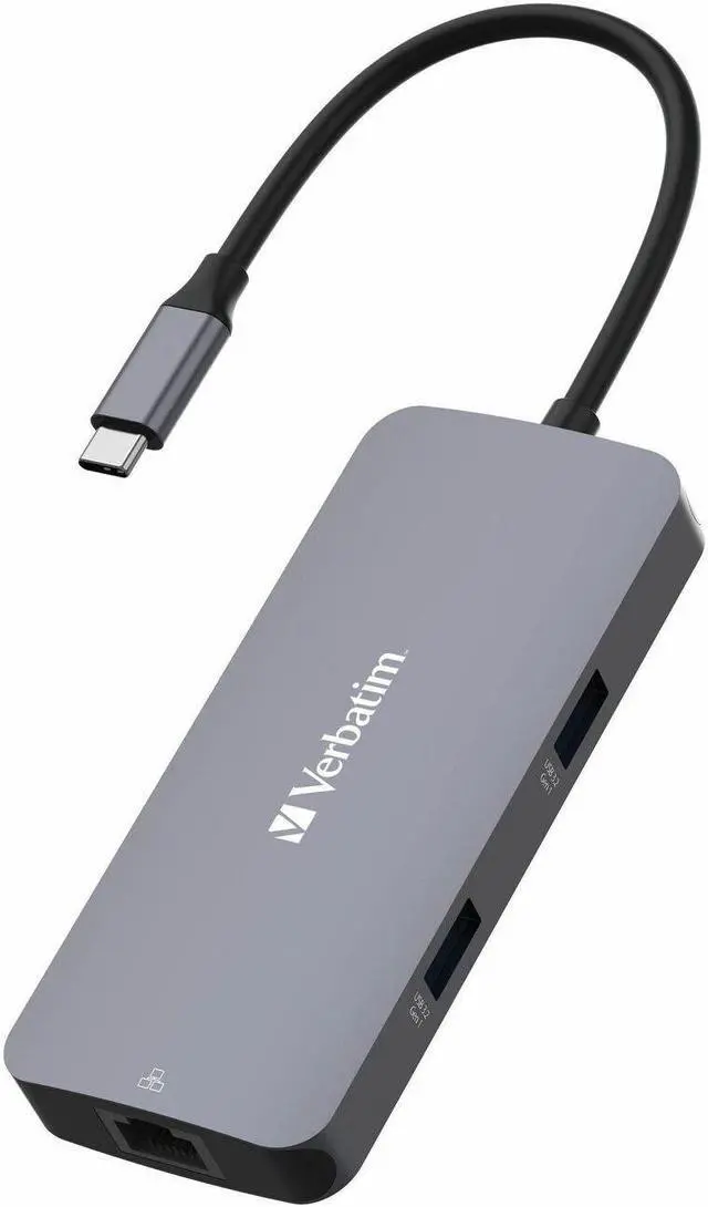 Alt view image 8 of 12 - Verbatim USB-C Pro Multiport Hub CMH 05 - 5 Ports - for Notebook/Monitor/Desktop PC - Charging Capability - USB Type C - 4K - 3840 x 2160 - 3 x USB Ports - 2 x USB Type-A Ports - USB Type-A