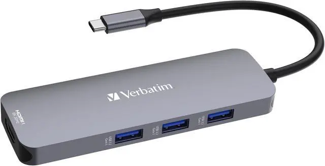 Alt view image 8 of 12 - Verbatim USB-C Pro Multiport Hub CMH 08 - 8 Ports - for Notebook - Charging Capability - Memory Card Reader - SD, microSD - USB Type C - 4 x USB Ports - 3 x USB Type-A Ports - USB Type-A -