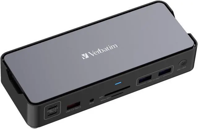 Alt view image 8 of 13 - Verbatim USB-C Pro Docking Station 15-in-1 - for Headset/Speaker - Charging Capability - Memory Card Reader - SD, microSD - USB Type C - 3 Displays Supported - 8K @ 30Hz, 4K - 7680 x 4320,