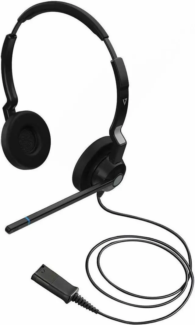 Alt view image 9 of 9 - V7 HQ511 QD Call Center Headset - Stereo - Wired - On-ear - Binaural - Poly Compatible Quick Disconnect - Noise Cancelling Microphone - Black - Stereo - Quick Disconnect - Wired - 32 Ohm - 20 Hz - 20