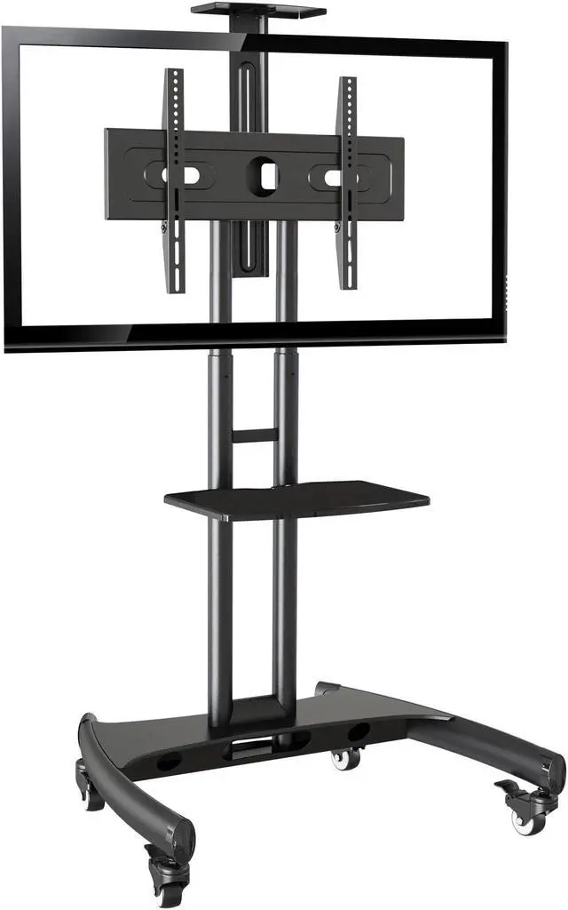Alt view image 13 of 13 - Rocelco VSTC Standard Rolling, Mobile TV Cart Mount (Black) Mobile Cart
