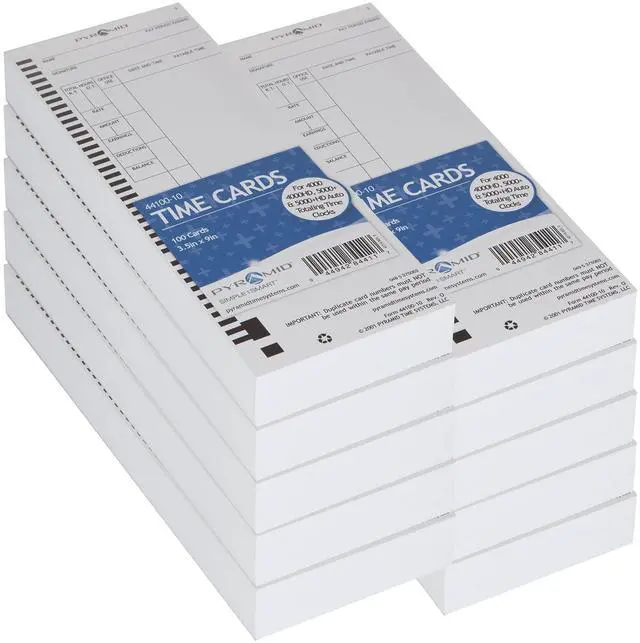 Alt view image 7 of 7 - Pyramid Time Systems Attendance Cards for Time Clock models 4000/4000PRO/4000HD/4000PRO/5000/5000HD, 1000 per pack   44100-10MB