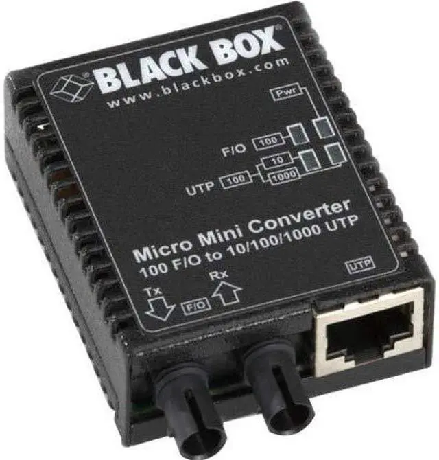 Alt view image 2 of 2 - Black Box Micro Mini 10/100/1000Mbps Copper to 100Mbps Fiber Media Converter