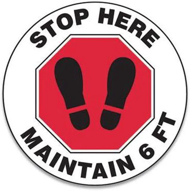 Alt view image 2 of 3 - Slip-Gard 12" Social Distance Floor Signs RedWhite 25pk MFS388ESP