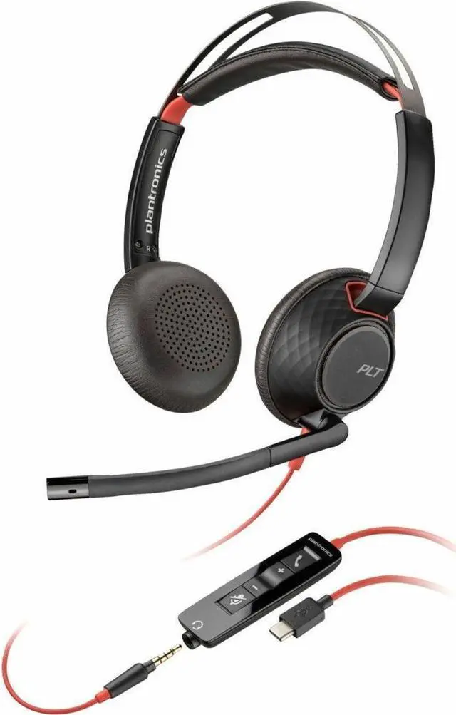 Alt view image 2 of 2 - Poly Blackwire 5220 Stereo USB-C Headset + 3.5mm Plug + USB-C/A Adapter (Bulk) - Microsoft Teams Certification - Stereo - USB Type C, Mini-phone (3.5mm) - Wired - 32 Ohm - On-ear - Binaural - Ear-cup